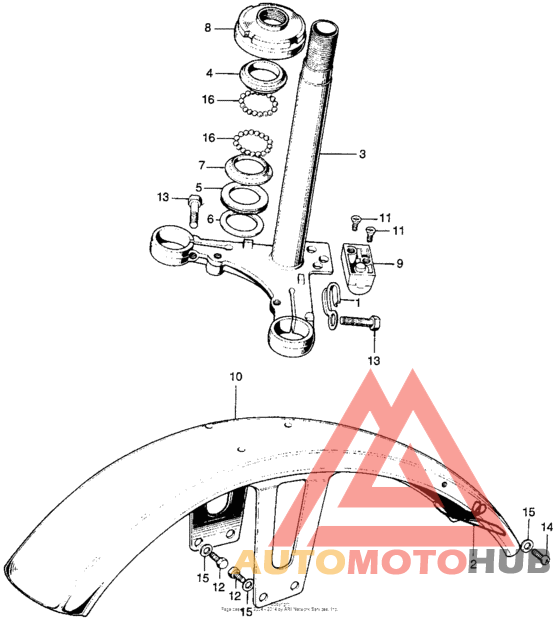 Cl100 steering stem + front fender (cl100k2.sk2.sk3) k2-s3