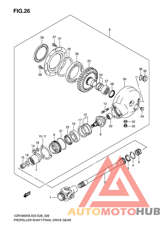 Propeller shaft/final drive gear
