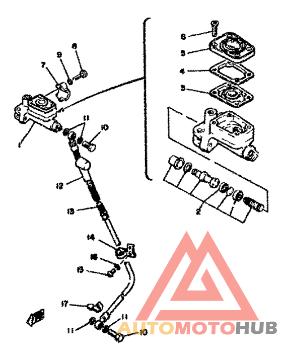 Master cylinder. brake hose