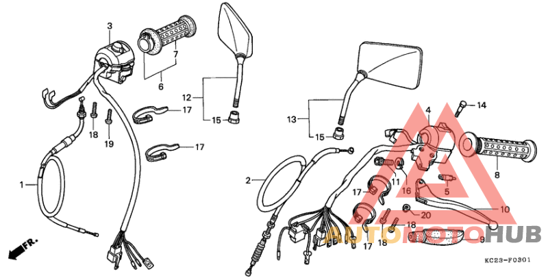 Handle lever/switch/cable