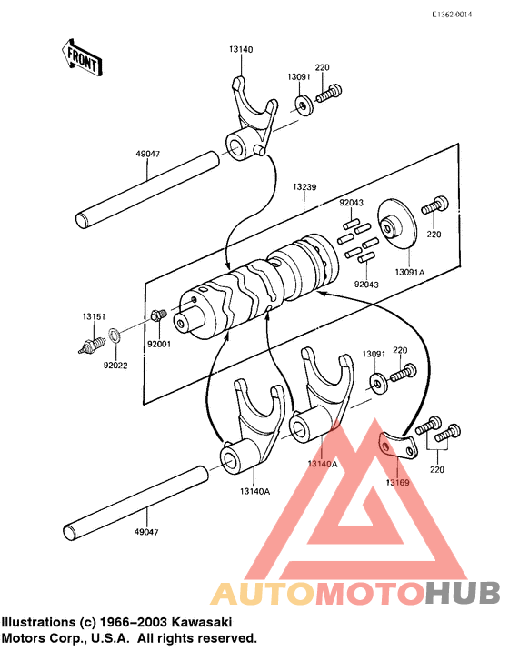 Gear change drum & forks