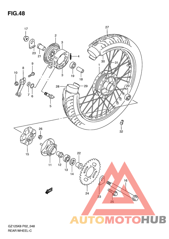 Rear wheel complete assy