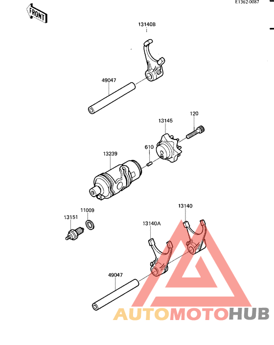 Gear change drum & forks