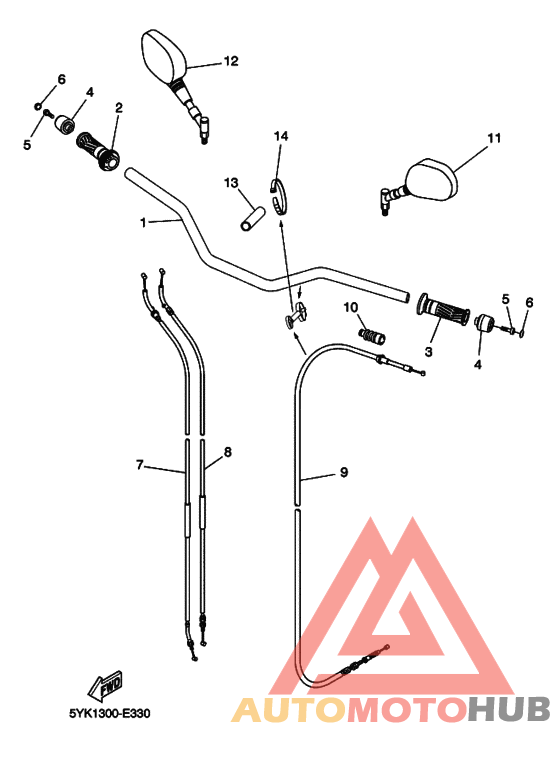 Рулевой рычаг и кабель