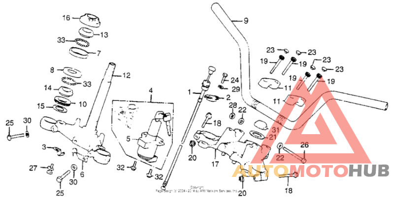 Handlebar + top bridge + steering stem