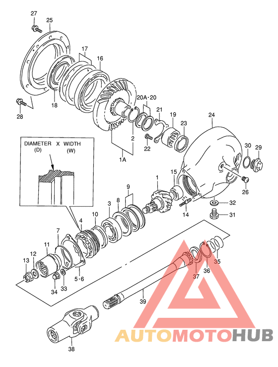 Propeller shaft/final drive gear