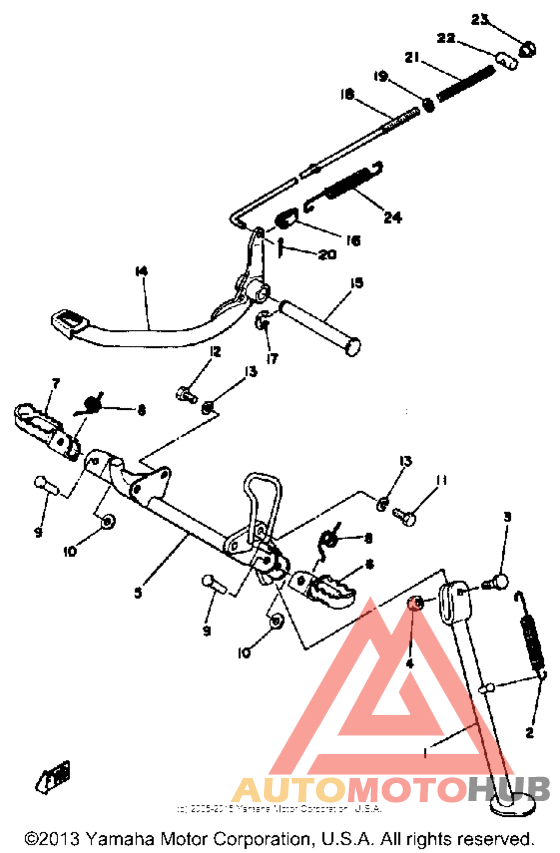 Stand footrest brake pedal
