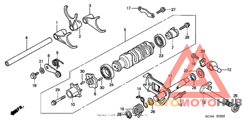 Shift drum + shift fork