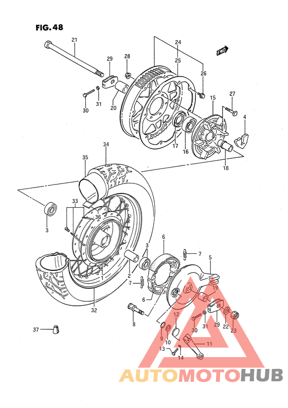 Rear wheel complete assy