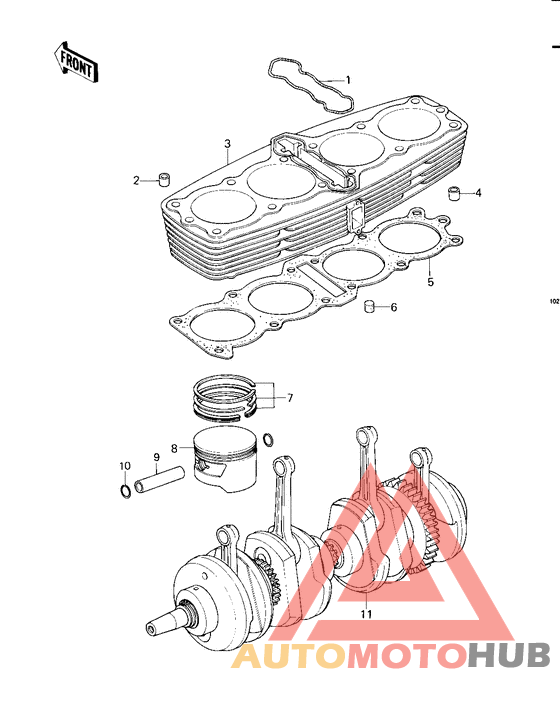 Cylinder/pistons/crankshaft
