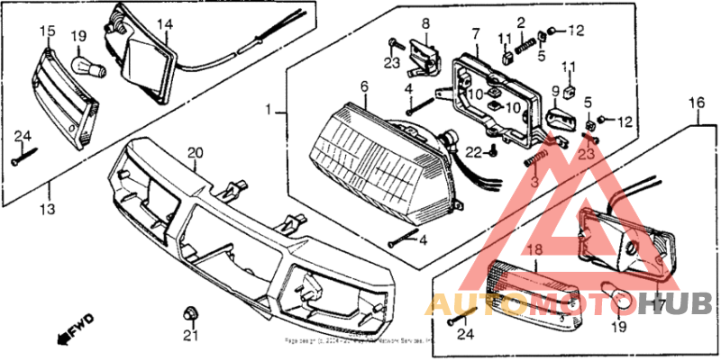 Headlight + handlebar cover + front turn signal