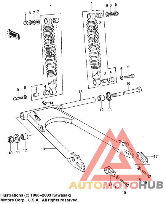 Swing arm/shock absorbers