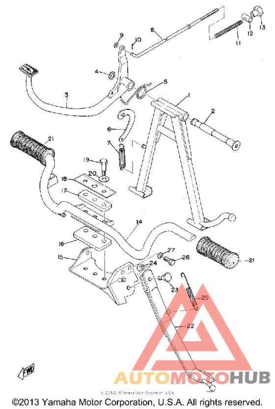 Stand footrest brake pedal