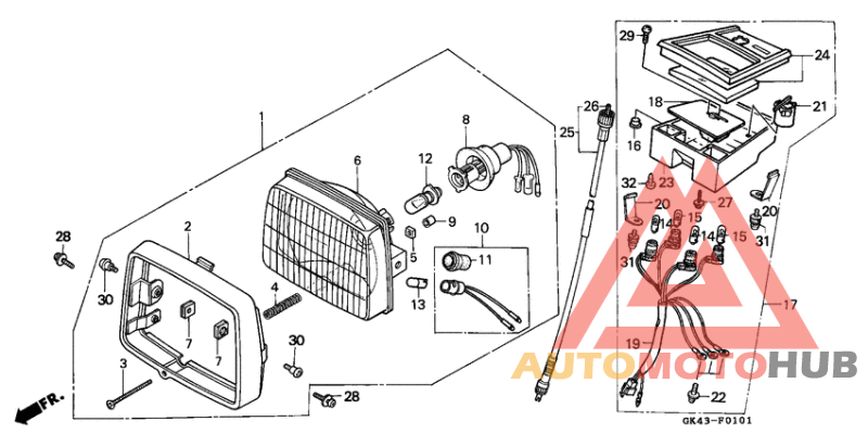 Headlight/speedometer