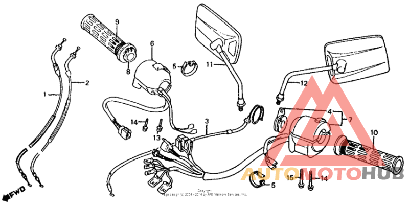 Control lever + switches + cables