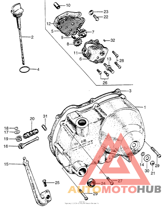Right crankcase cover + oilpump