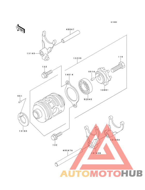 Gear change drum & forks