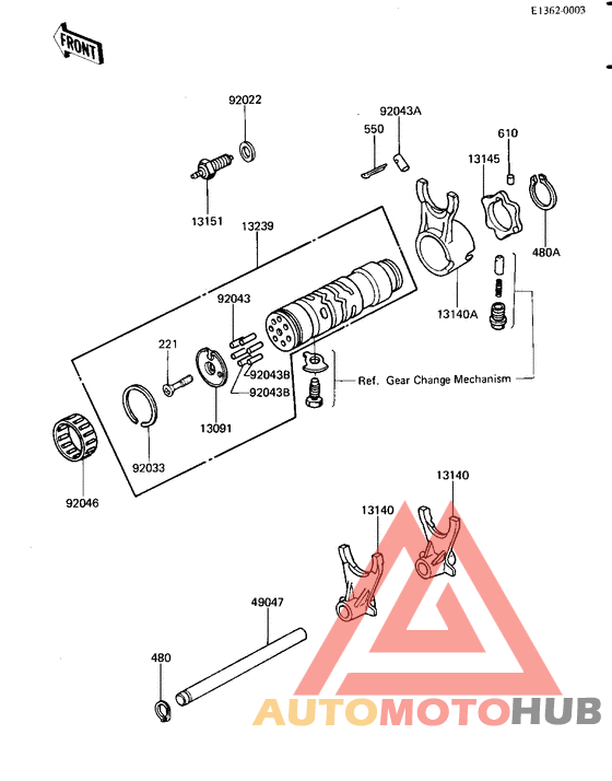 Gear change drum & forks