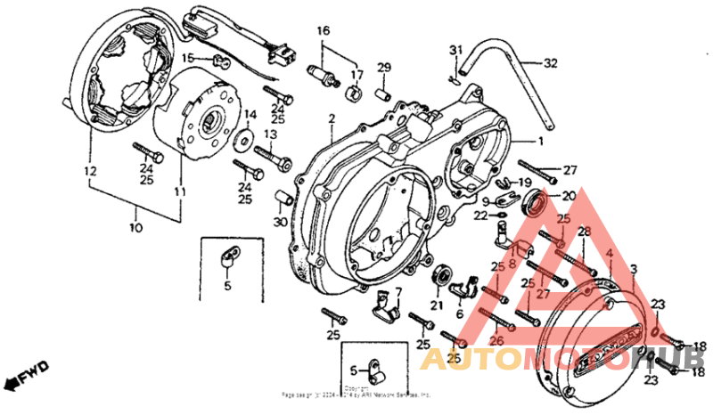 Left crankcase cover + alternator