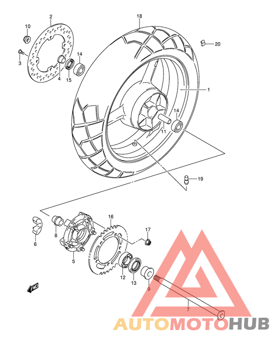 Rear wheel complete assy