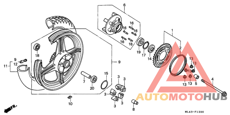 Rear wheel complete assy