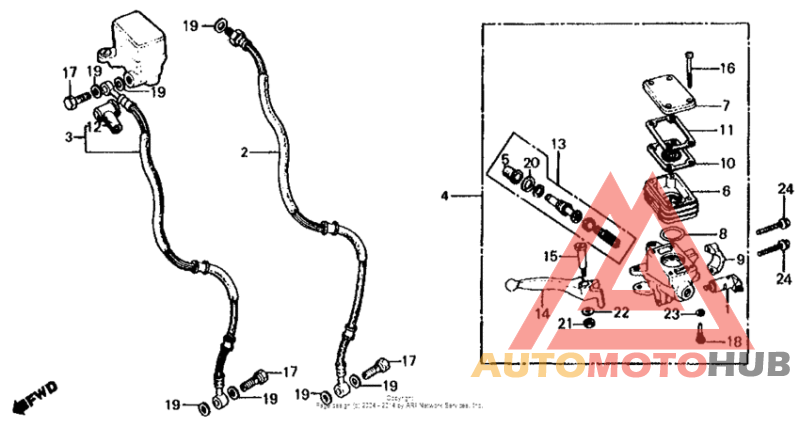 Front brake master cylinder 80