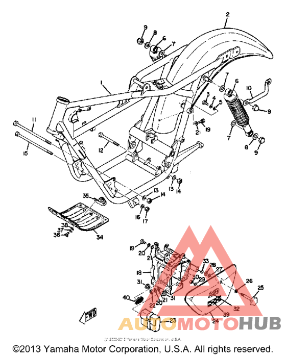 Frame, rear cushion & rear fender