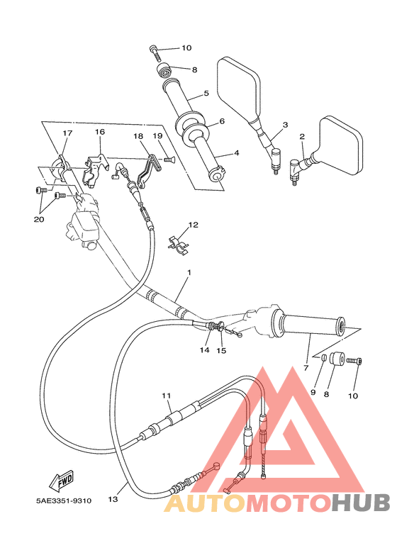 Steering handle. cable