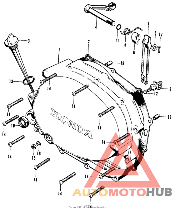 Right crankcase cover + clutch lever