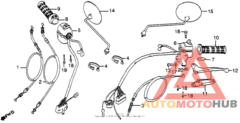 Control levers + switches + cables