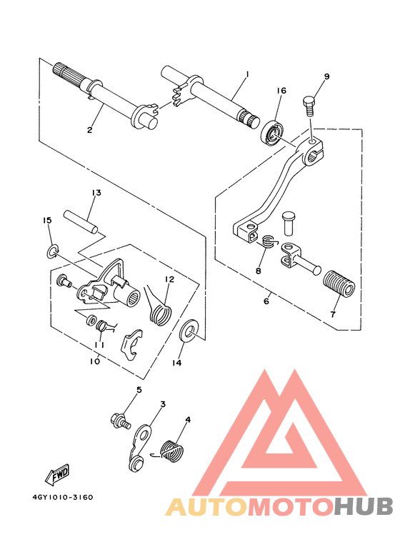 Axe de select. pedale