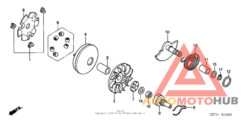 Drive face + kick starter spindle