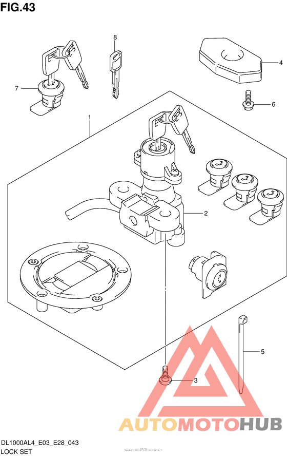 Lock Set (For Pannir Case) (Dl1000Al4 E33)