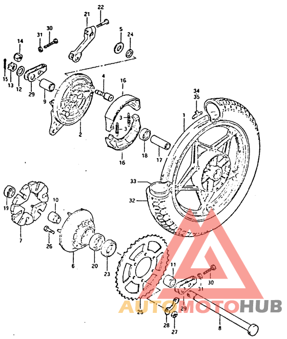 Rear wheel complete assy