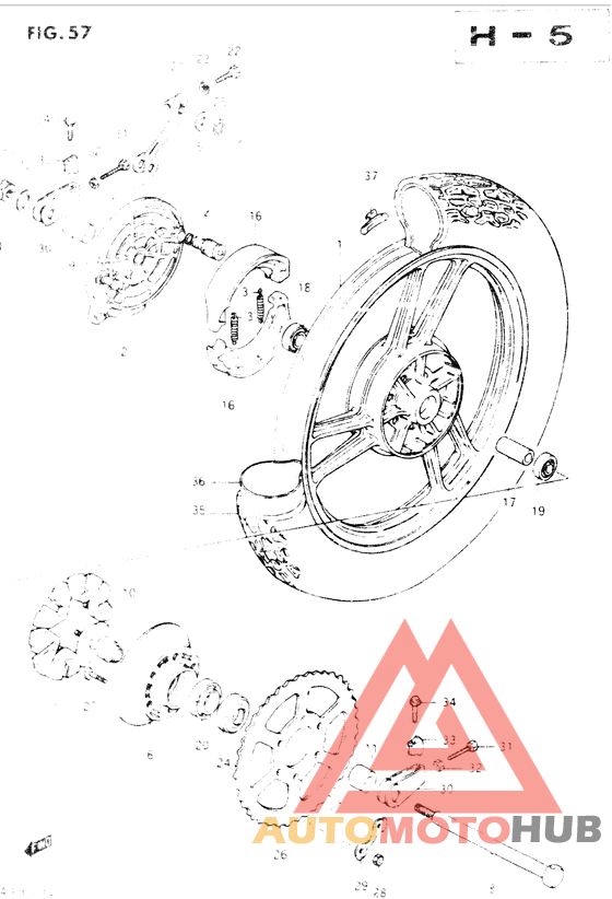 Rear wheel complete assy