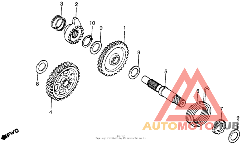 Kick starter spindle 82-83