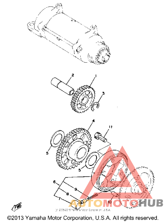Starting motor unit