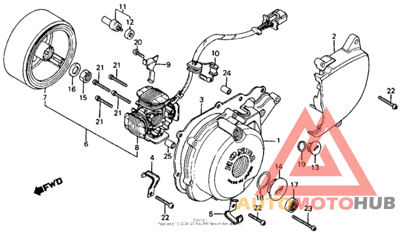 Left crankcase cover + alternator 80