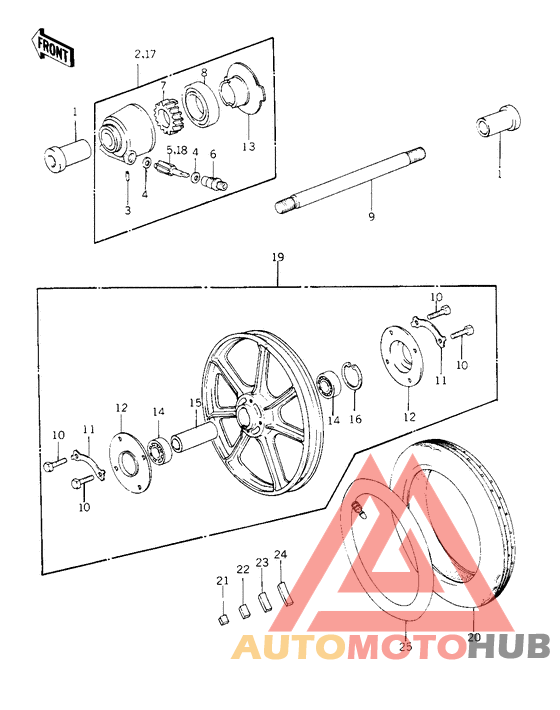 Front wheel/tire/hub
