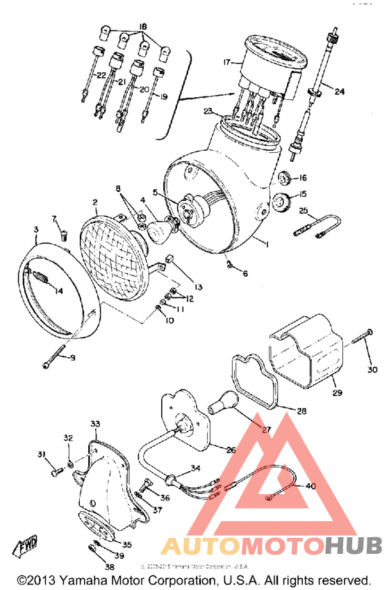 Head lamp, speedometer & tail lamp