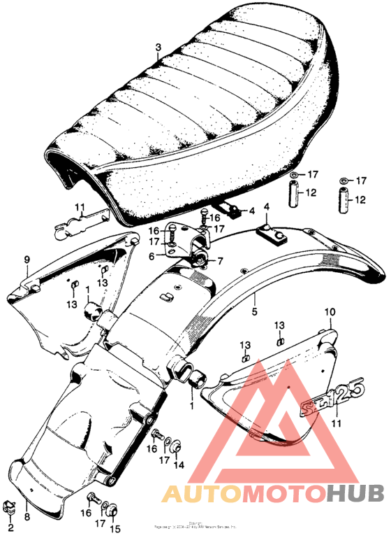 Seat + rear fender + side cover