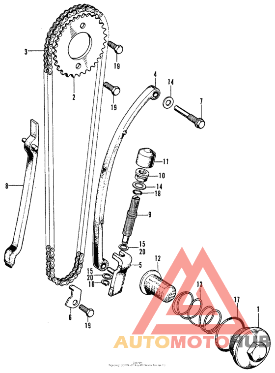 Cam chain tensioner + oil filter screen