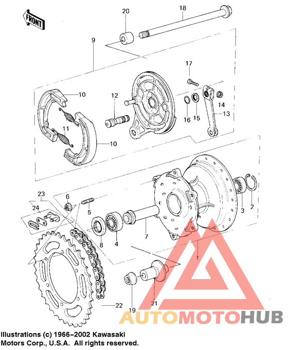 Rear hub/brake/chain