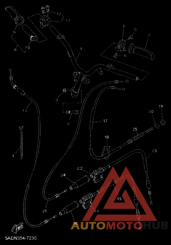 Рулевой рычаг и кабель