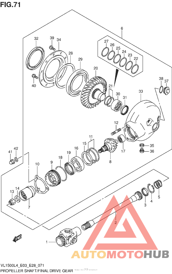 Propeller Shaft/final Drive Gear (Vl1500L4 E33)