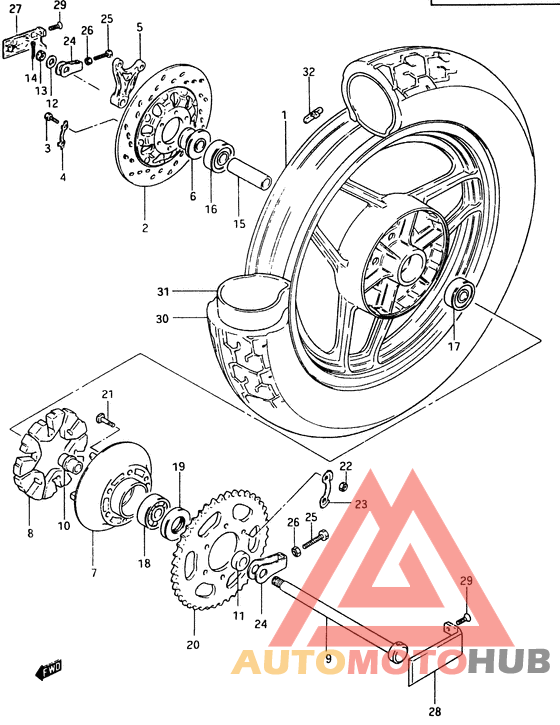 Rear wheel complete assy