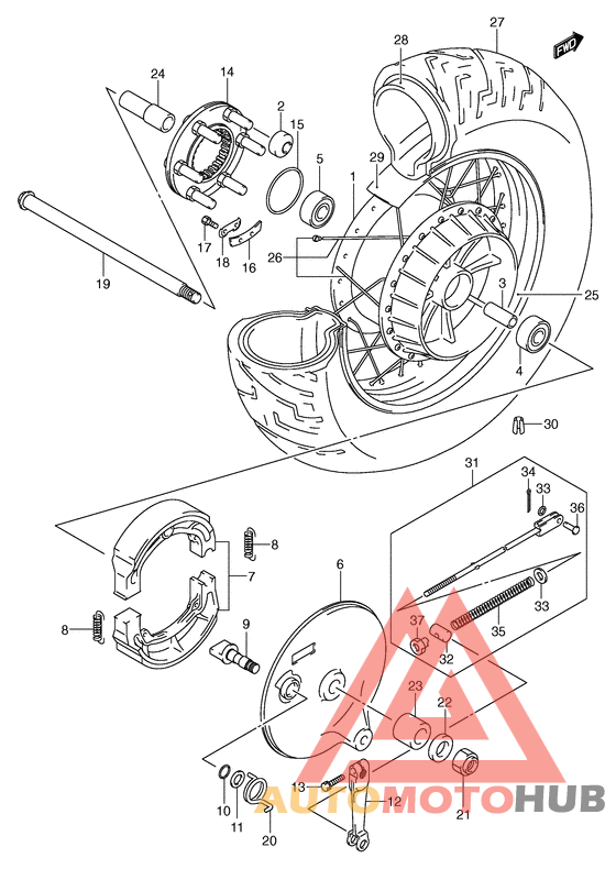 Rear wheel complete assy