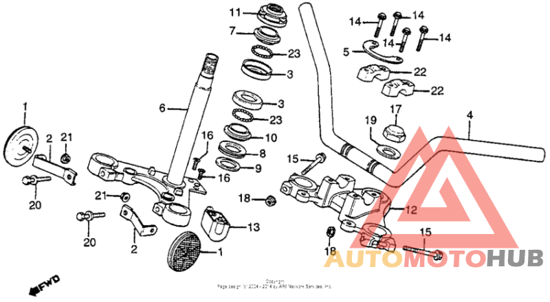Handlebar + top bridge steering stem + front