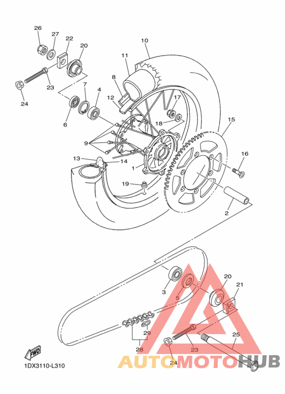 Rear wheel complete assy