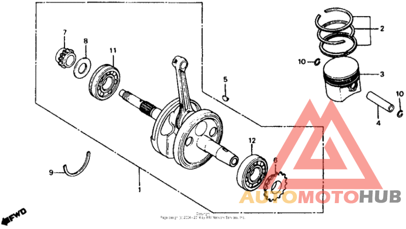 Crankshaft + piston 81-82
